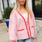 Spell Bound Red & Pink Cotton Ribbon Tie Gingham Pocket Jacket