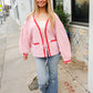 Spell Bound Red & Pink Cotton Ribbon Tie Gingham Pocket Jacket