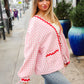 Spell Bound Red & Pink Cotton Ribbon Tie Gingham Pocket Jacket