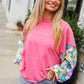 Lock Eyes Pink & Floral Bubble Sleeve French Terry Pullover
