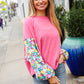 Lock Eyes Pink & Floral Bubble Sleeve French Terry Pullover