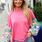 Lock Eyes Pink & Floral Bubble Sleeve French Terry Pullover