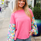 Lock Eyes Pink & Floral Bubble Sleeve French Terry Pullover