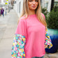 Lock Eyes Pink & Floral Bubble Sleeve French Terry Pullover