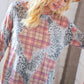 Taupe Leopard Plaid Rib Knit Round Neck Pullover