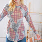 Taupe Leopard Plaid Rib Knit Round Neck Pullover