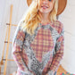 Taupe Leopard Plaid Rib Knit Round Neck Pullover