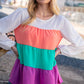 Ivory & Peach Woven Crepe Tiered Blouse