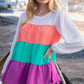 Ivory & Peach Woven Crepe Tiered Blouse
