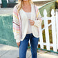 Easy Living Oatmeal Multicolor Stripe Dolman Crochet Cardigan