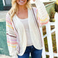 Easy Living Oatmeal Multicolor Stripe Dolman Crochet Cardigan