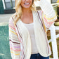Easy Living Oatmeal Multicolor Stripe Dolman Crochet Cardigan