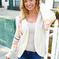Easy Living Oatmeal Multicolor Stripe Dolman Crochet Cardigan