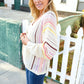 Easy Living Oatmeal Multicolor Stripe Dolman Crochet Cardigan