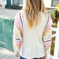 Easy Living Oatmeal Multicolor Stripe Dolman Crochet Cardigan