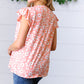 Peach Floral Print Frilled Short Sleeve Yoke Top
