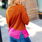 Fuchsia & Rust Color Block Hacci Top