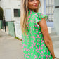 Be Bold Green Animal Print Bow Tie Flutter Sleeve Top