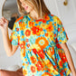 Sunflower& Red Retro Floral Swing Babydoll Top
