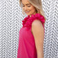 Fuchsia Frill Shoulder Sleeveless Crepe Woven Top