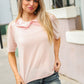 New Day Blush Flat Collar Floral French Terry Blouse