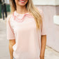 New Day Blush Flat Collar Floral French Terry Blouse