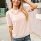 New Day Blush Flat Collar Floral French Terry Blouse