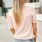New Day Blush Flat Collar Floral French Terry Blouse