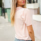 New Day Blush Flat Collar Floral French Terry Blouse