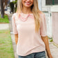New Day Blush Flat Collar Floral French Terry Blouse