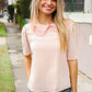 New Day Blush Flat Collar Floral French Terry Blouse