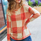 Rust Checker Plaid French Terry Top