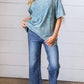 Dark Blue Raw Hem Cropped Denim Jeans