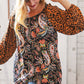 Boho Paisley Leopard Print Front Tie Woven Blouse