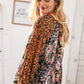 Boho Paisley Leopard Print Front Tie Woven Blouse