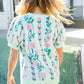 All For Love Mint Jacquard Floral Bubble Sleeve Sweater Top