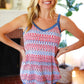 Red White & Blue Squiggly Striped Sleeveless Top