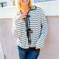 Embrace Joy Black & White Collared Stripe Ribbon Bow Tie Top