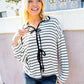 Embrace Joy Black & White Collared Stripe Ribbon Bow Tie Top