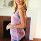 Red White & Blue Squiggly Striped Sleeveless Top