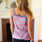 Red White & Blue Squiggly Striped Sleeveless Top