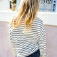 Embrace Joy Black & White Collared Stripe Ribbon Bow Tie Top