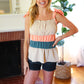 Peach Tie Knot Shoulder Detail Color Block Top