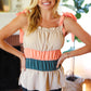 Peach Tie Knot Shoulder Detail Color Block Top