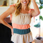 Peach Tie Knot Shoulder Detail Color Block Top