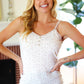 Oatmeal Cotton Blend Boho V Neck Button Tank