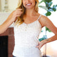 Oatmeal Cotton Blend Boho V Neck Button Tank