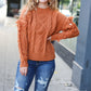 Joyful Days Rust Cable Knit Tassel Fringe Sweater