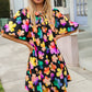 Look Adorable Ribbon Bow Tie Floral Babydoll Dress with Pockets
