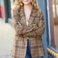 Make It Happen Spice Plaid Tailored Collar Lapel Blazer